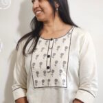 Off white print work kurti